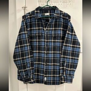 frank and oak men's heavy button down XXL Blue and Black Plaid